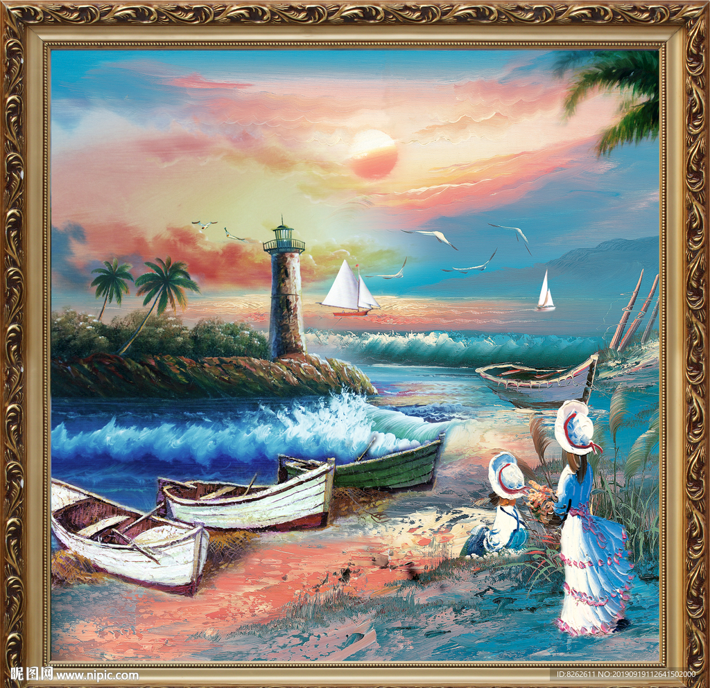 油画 海边