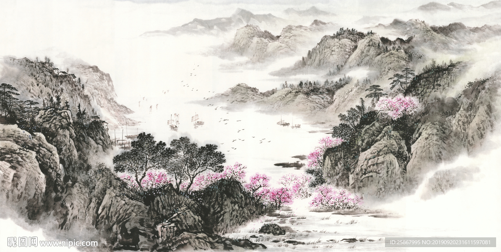 新中式山水壁画