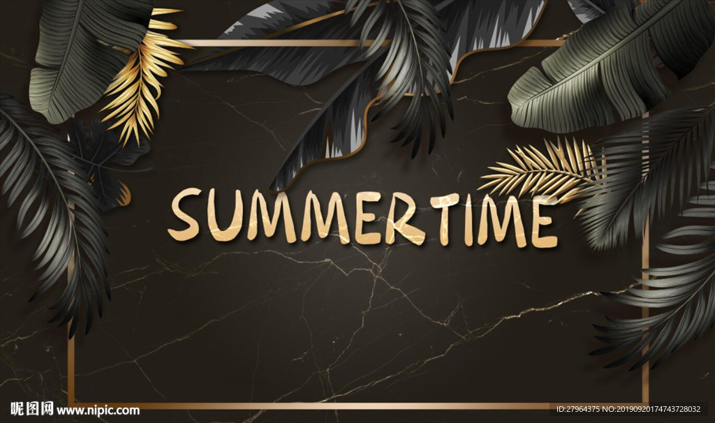 现代高端金色质感树叶浮雕背景墙