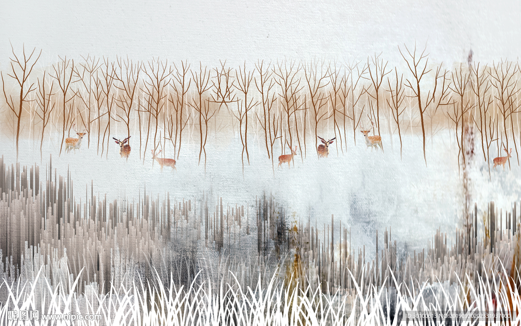 高清新品背景墙画 TIF分层