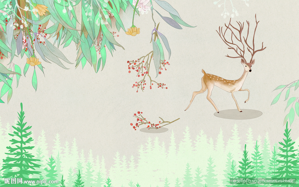 高清奢华背景墙画 TIF分层