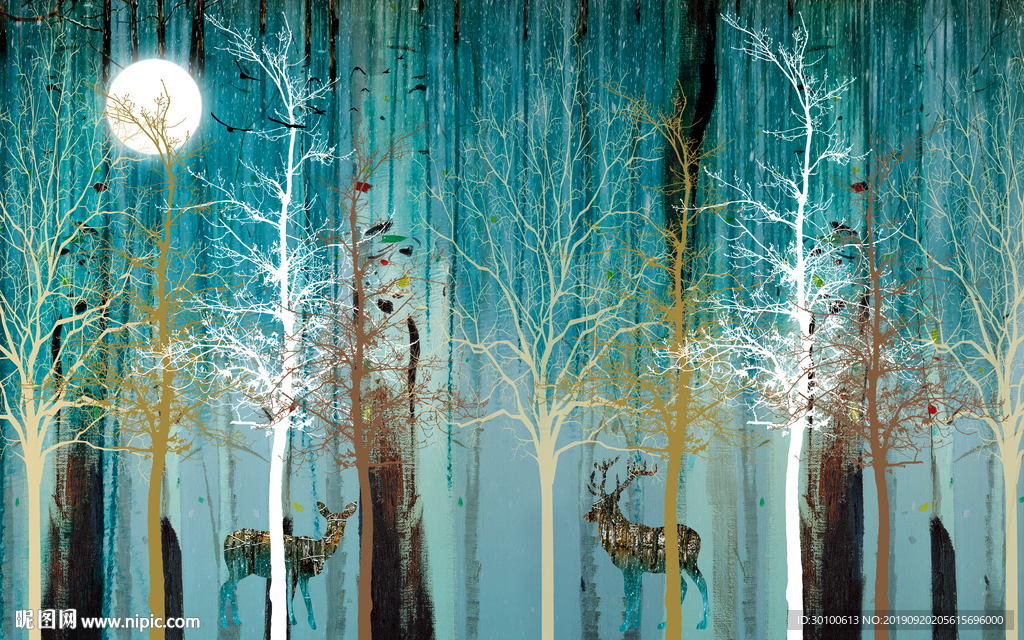 高清奢华背景墙画 TIF分层