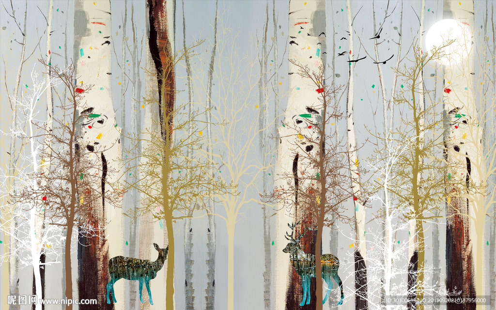 高档 奢华背景墙画 TIF分层