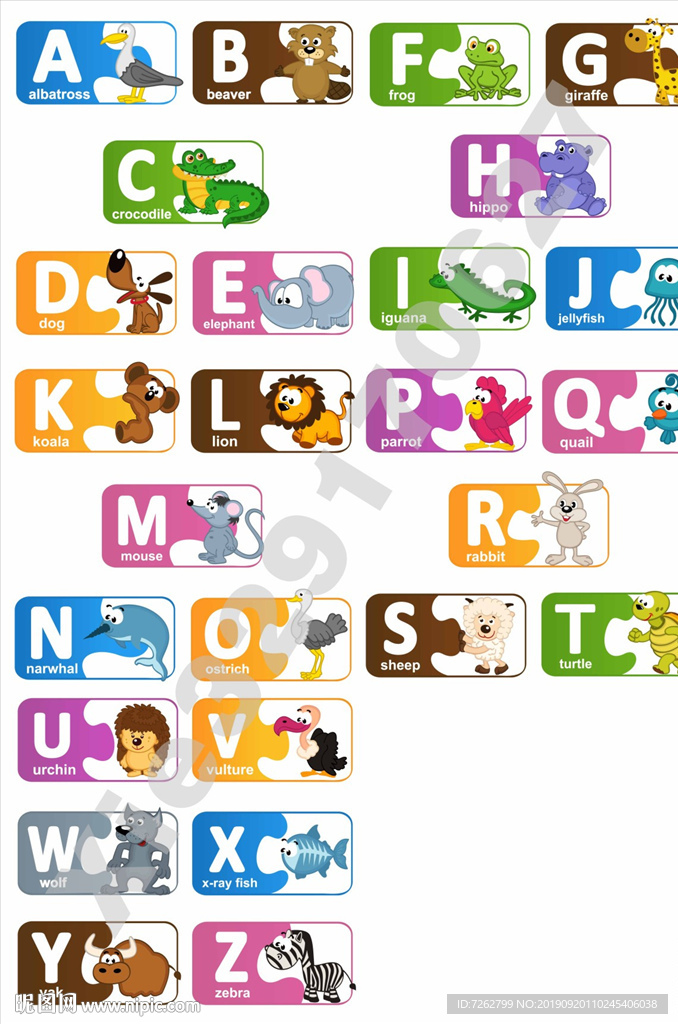 卡通动物英文认知