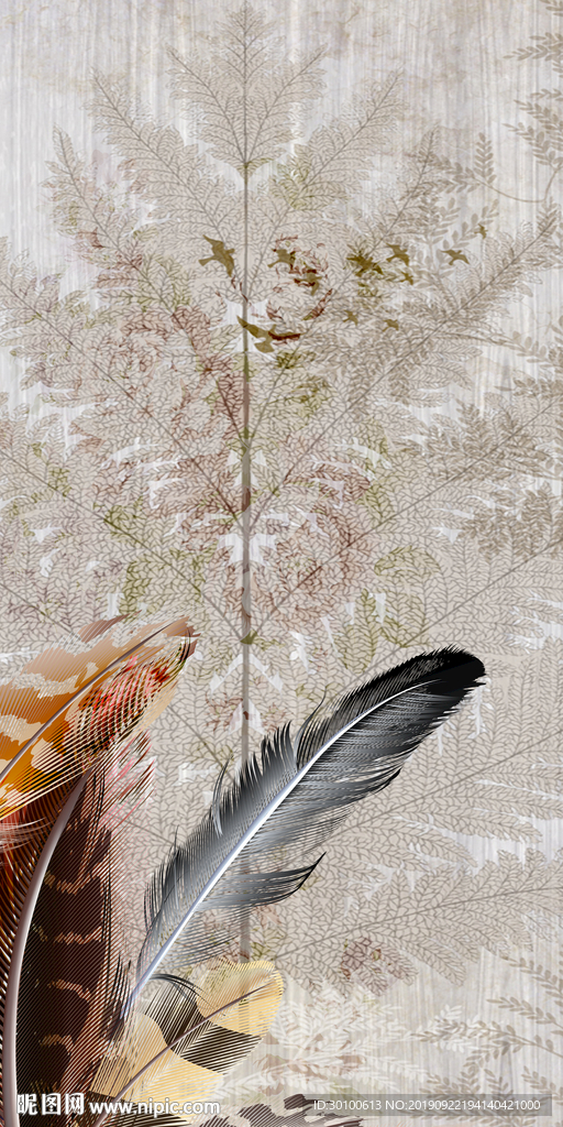 羽毛新款玄关画 TIF分层