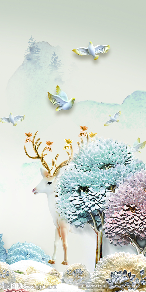 高档 大气玄关画 TIF分层