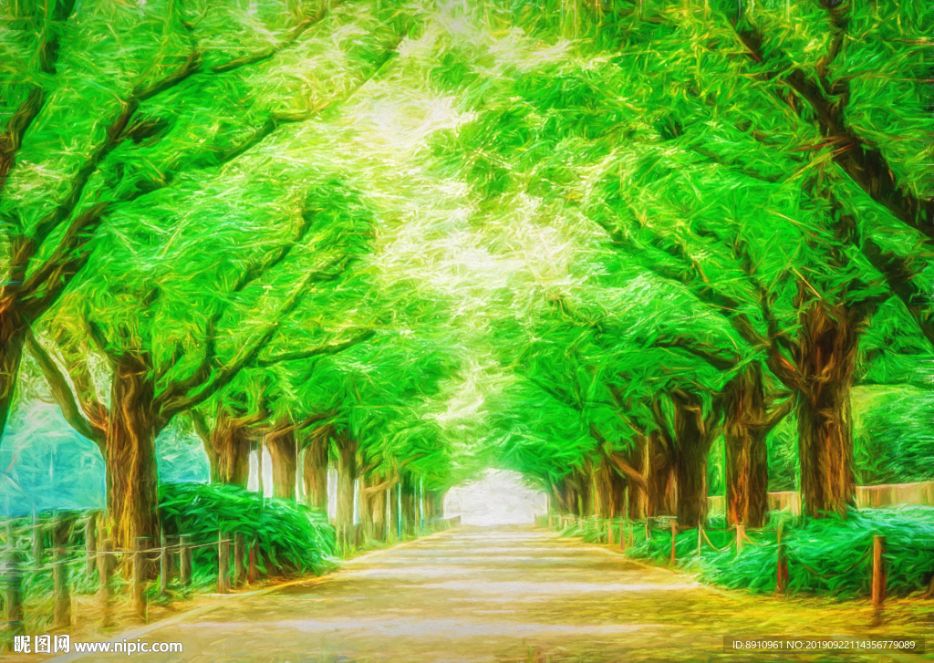 树林 油画 装饰画 画芯