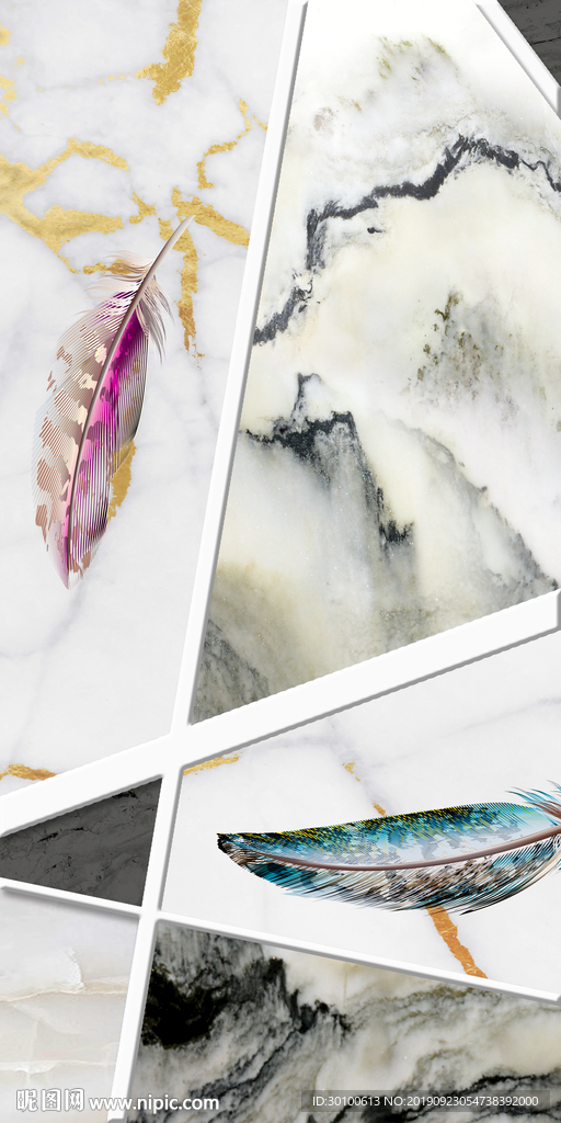 奢华装饰画 TIF分层 玄关画