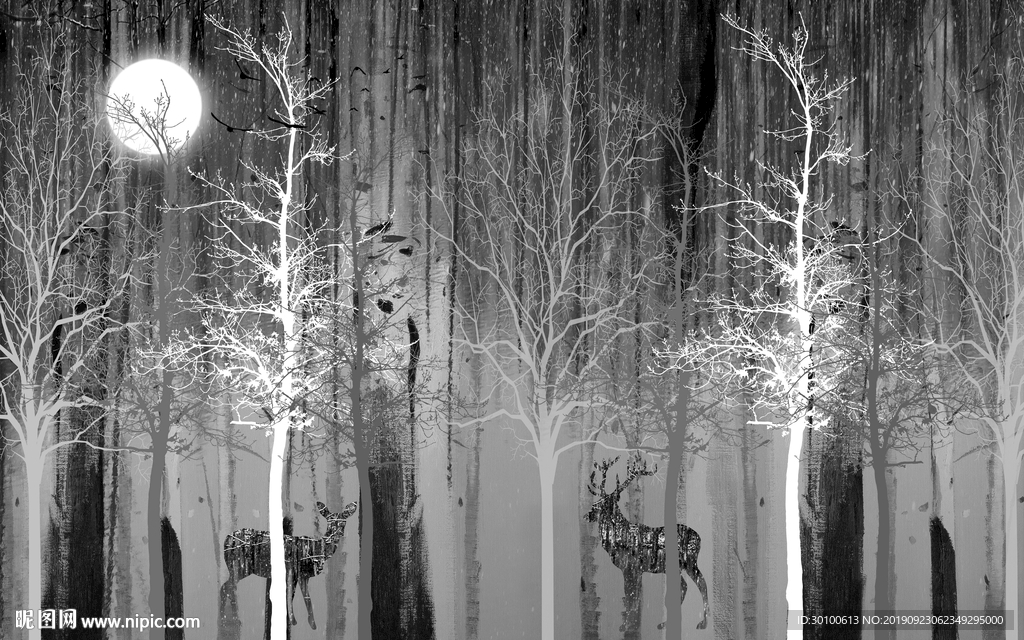 别墅抽象画 TIF分层 背景墙