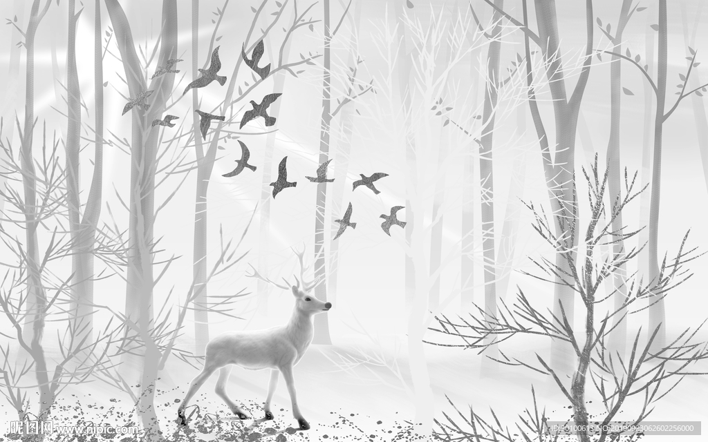 现代装饰画 TIF分层 背景墙