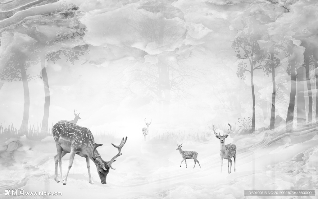 北欧抽象画 TIF分层 背景墙