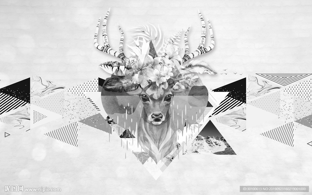 几何新品装饰墙画 TIF分层