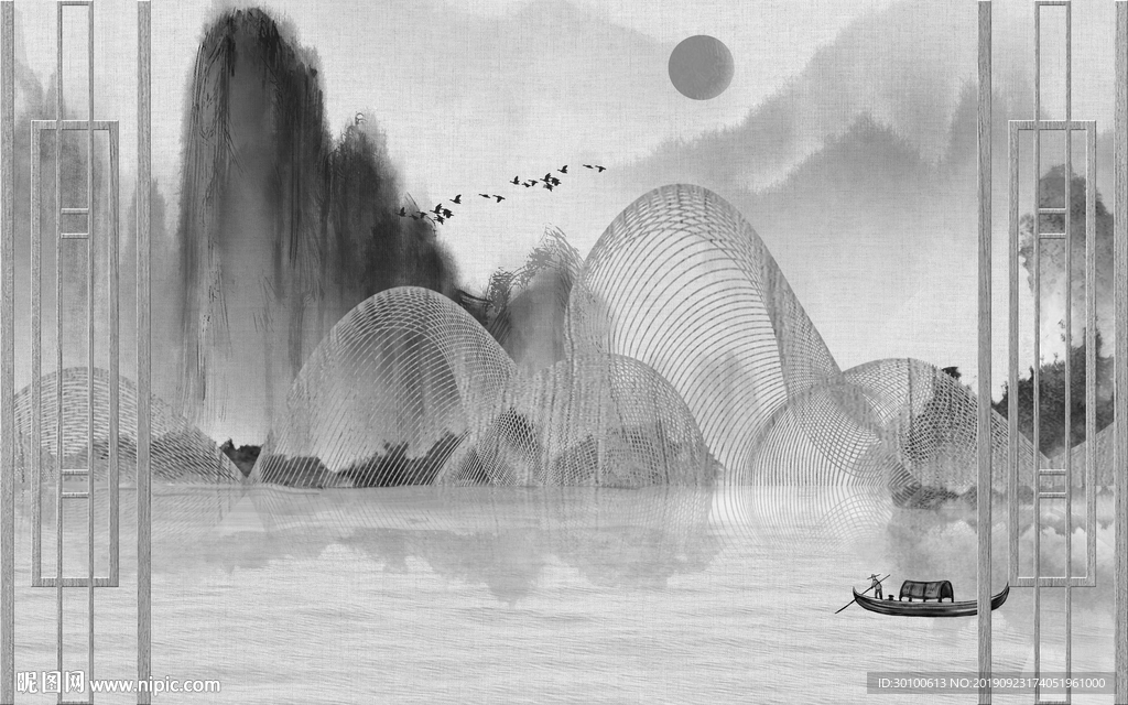 精美高档山水画 TIF分层