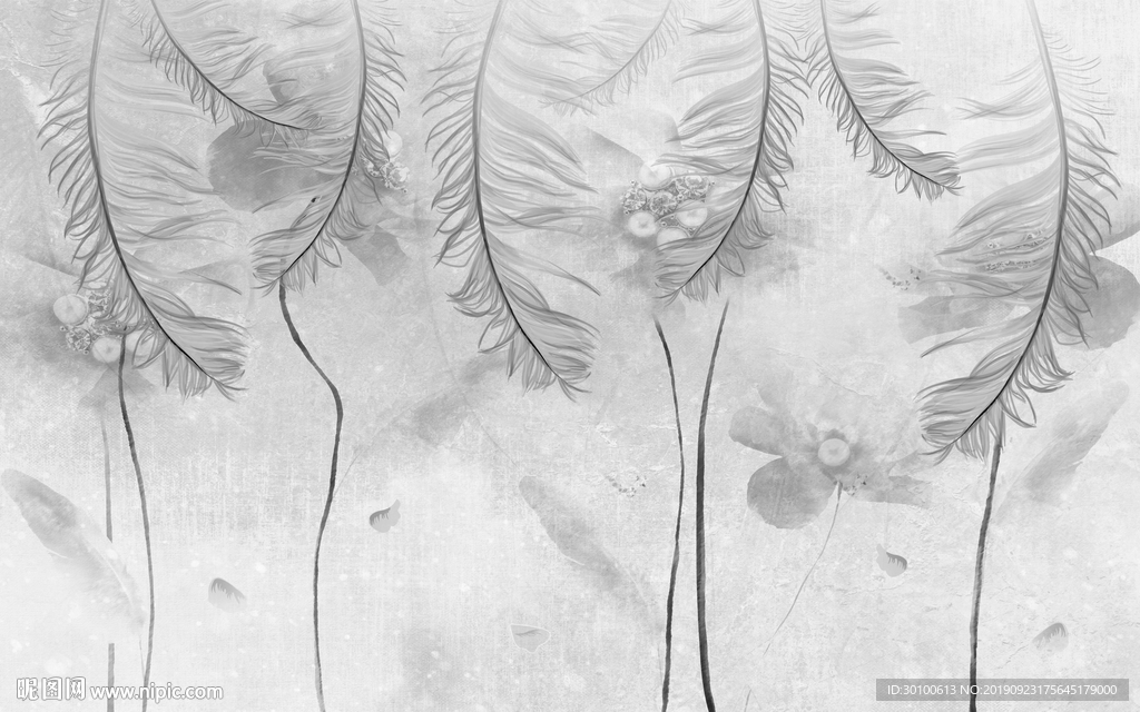 极品灰色背景墙画 TIF分层