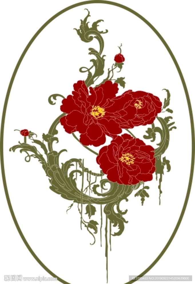 牡丹花  牡丹花矢量 雕刻图案
