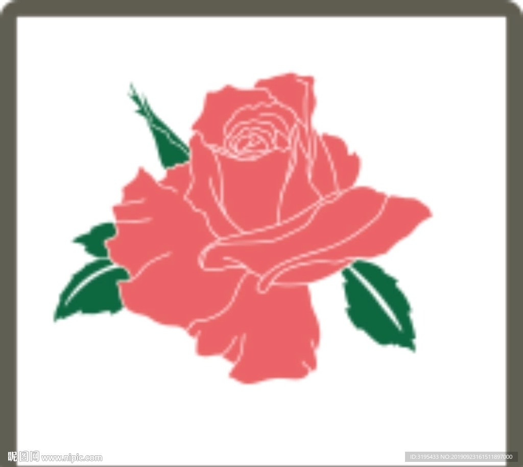 玫瑰花 玫瑰花雕刻图案 矢量图