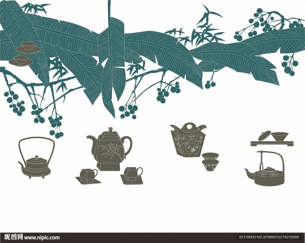 香蕉叶 茶 茶道矢量