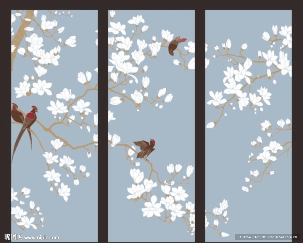 玉兰花矢量a花鸟壁纸图案