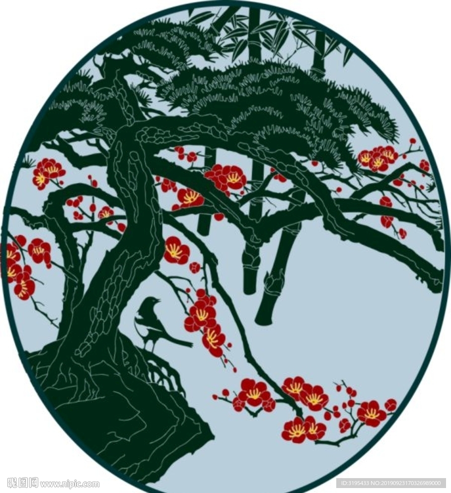 梅花矢量a静气a喜上眉梢