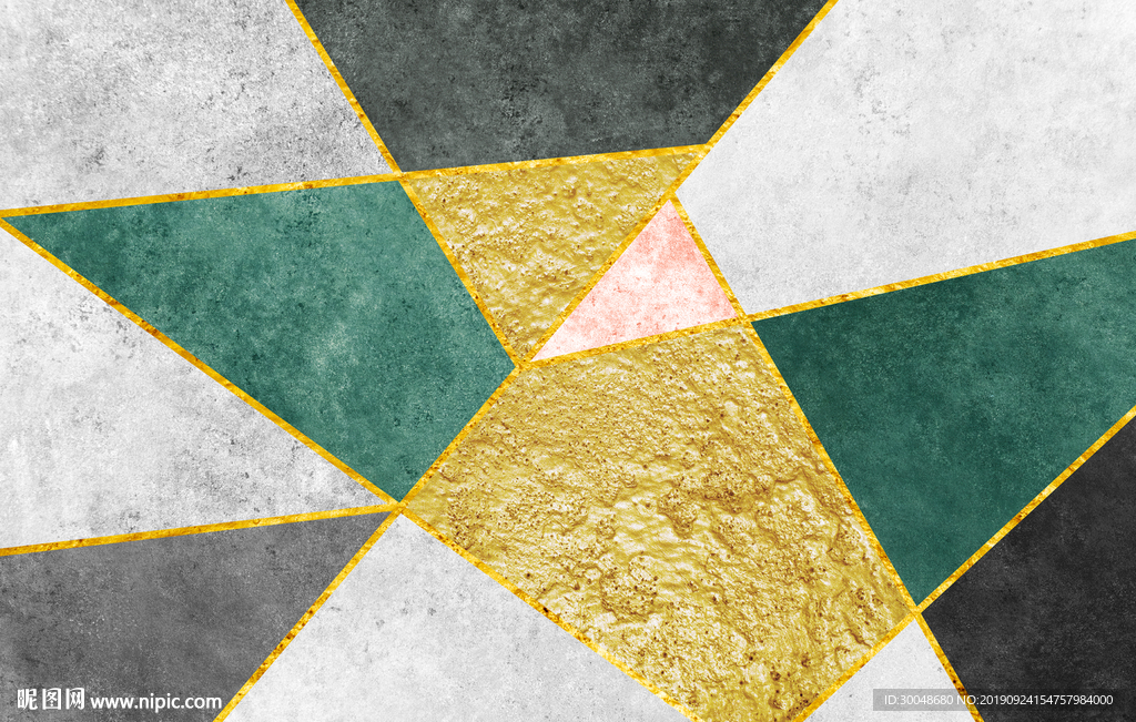 北欧抽象金色几何地毯背景墙