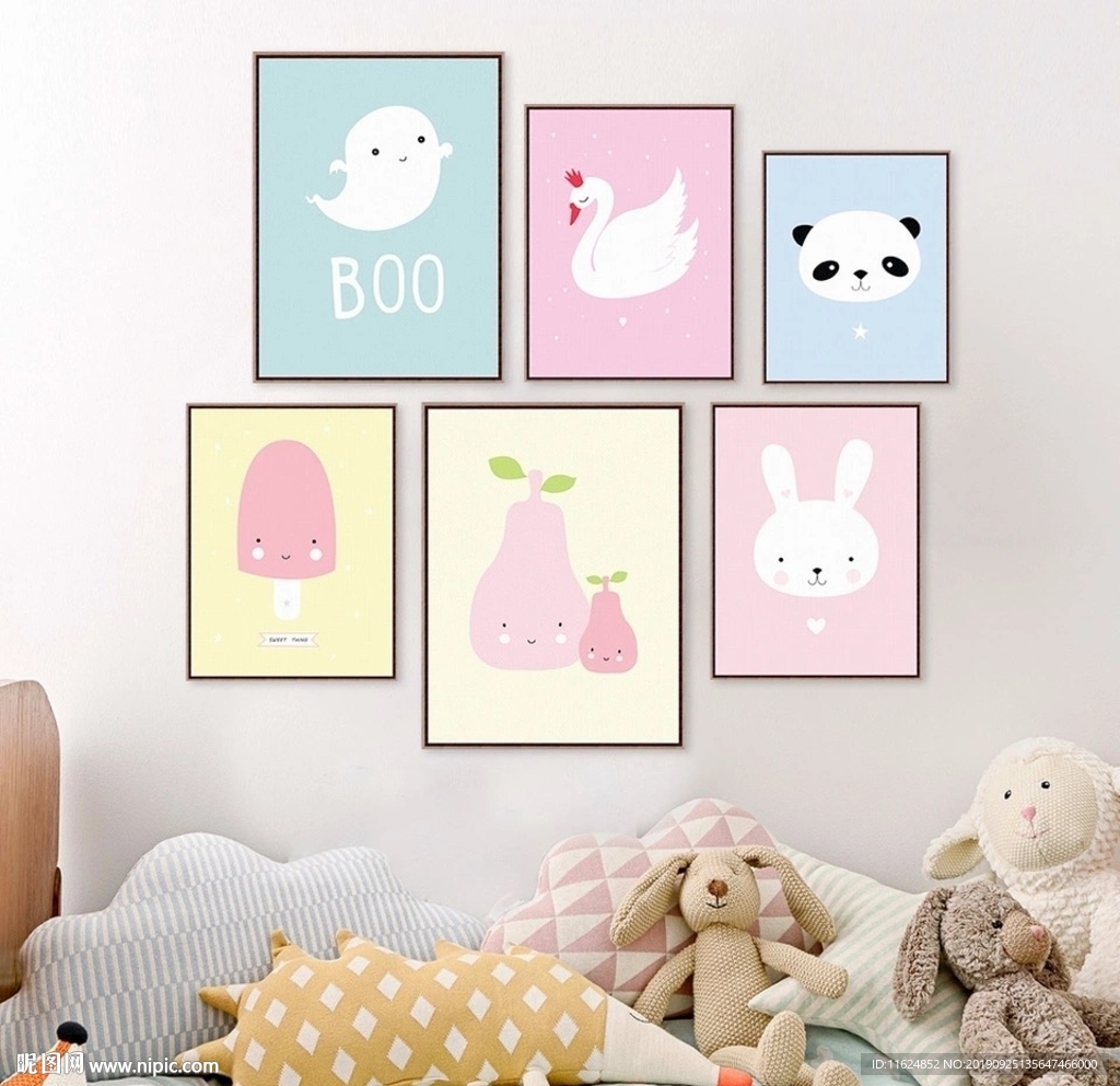 现代简约手绘卡通动物装饰画