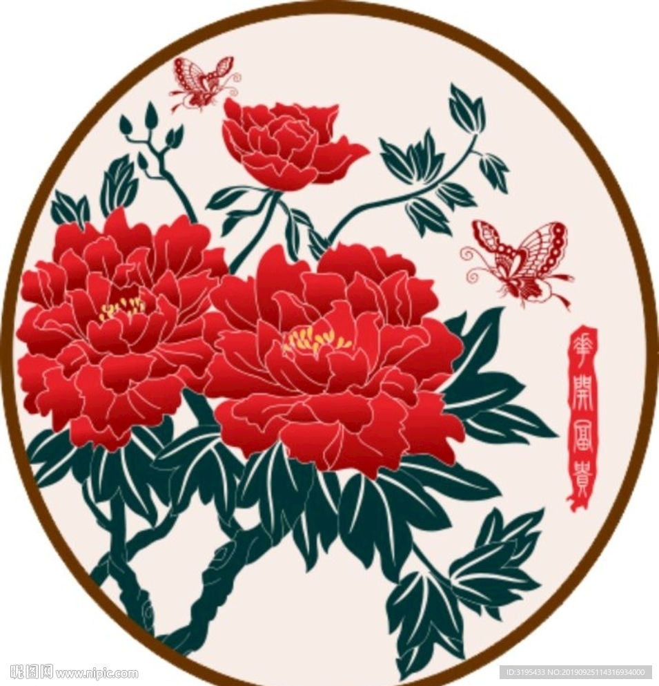 花开富贵a牡丹花矢量