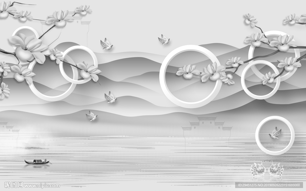 线条中式新山水画 TIF分层