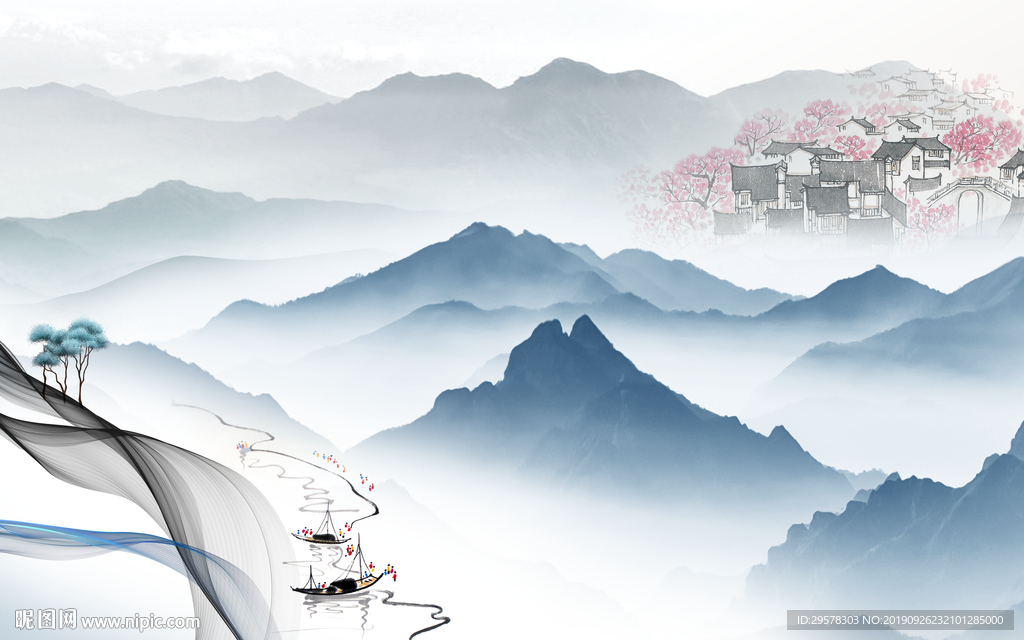 高清新意境山水 TIF分层