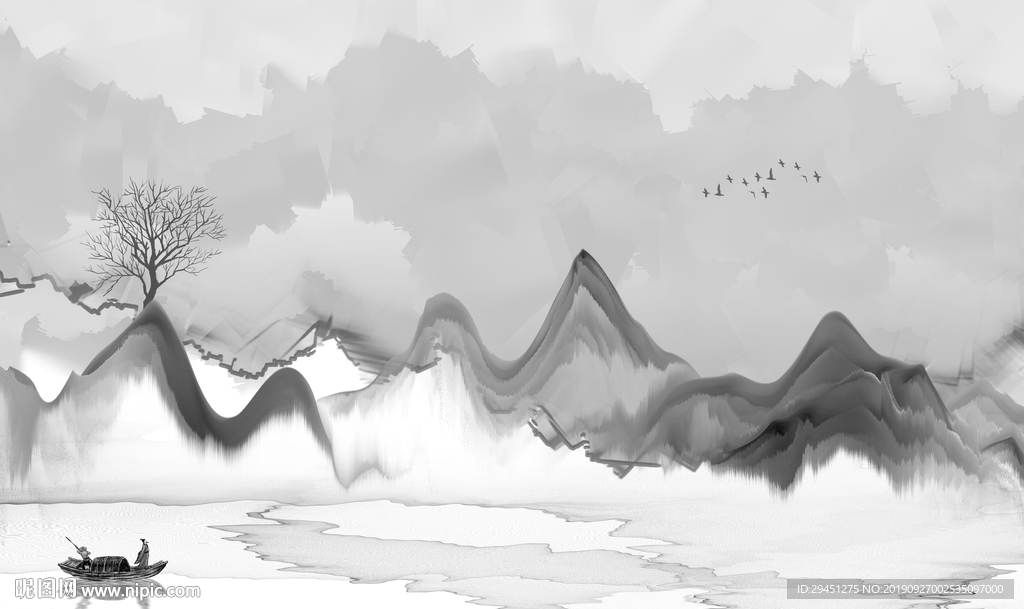 高档 中式新山水画 TIF分层