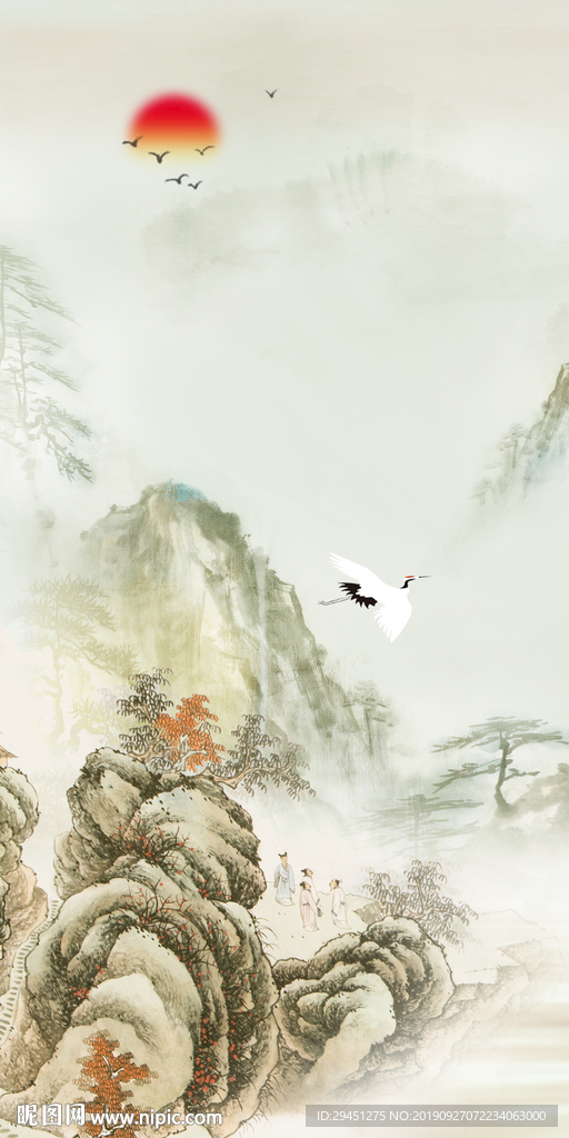 新品新玄关山水画 TIF分层