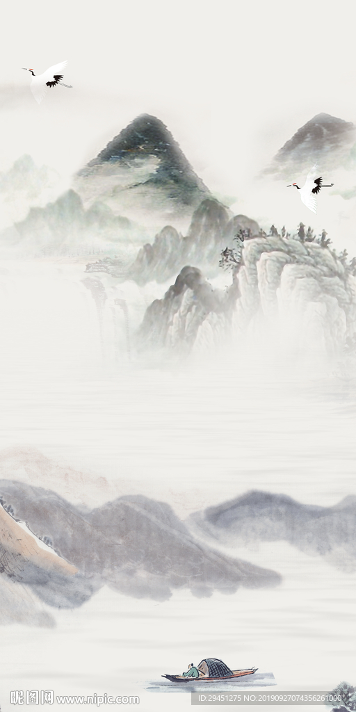 意境新玄关山水画 TIF分层