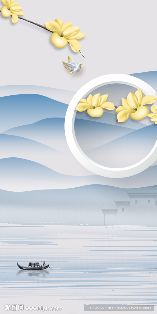 大气 风景山水画 TIF分层