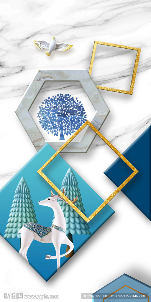 几何新简欧玄关画 TIF分层