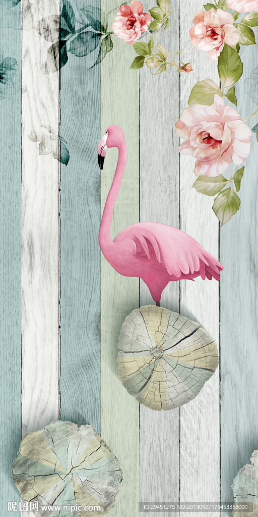 木纹新简欧玄关画 TIF分层