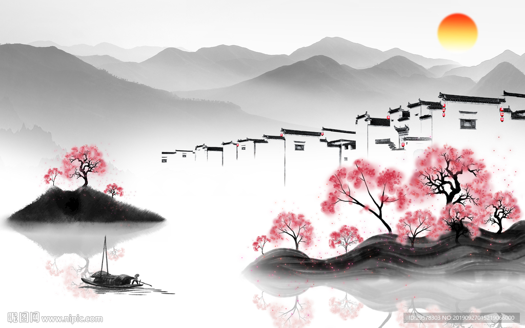 奢华新水墨山水 TIF分层