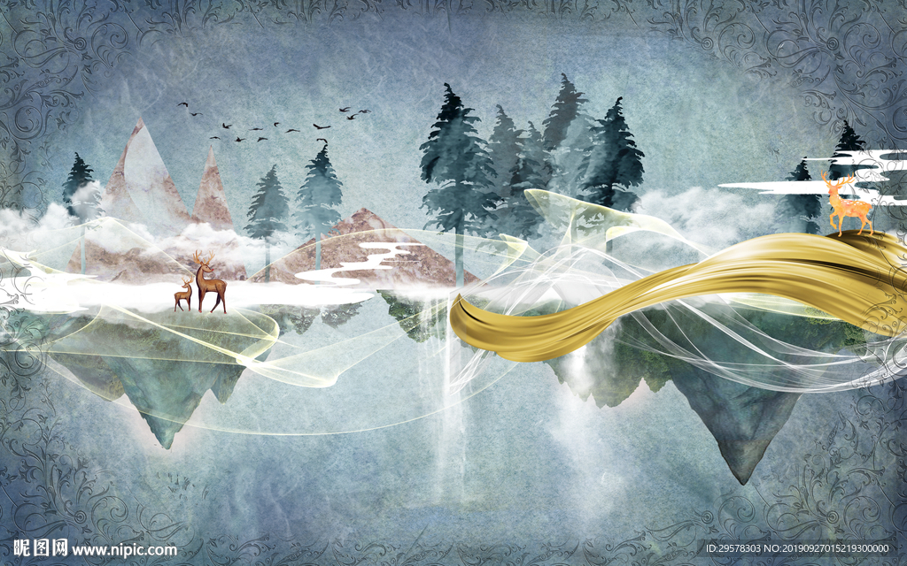 羽毛 北欧玄关画 TIF分层