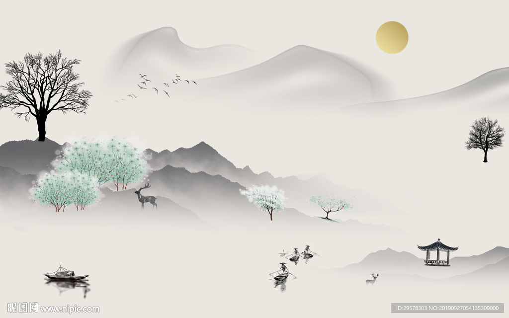 中式 新意境山水 TIF分层