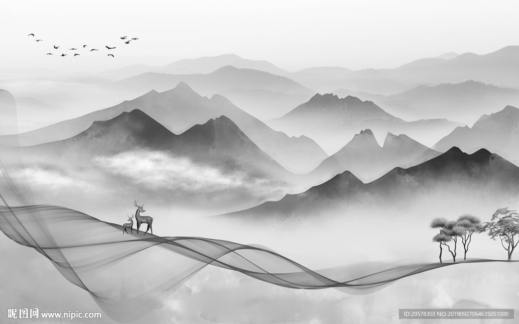 现代新水墨山水 TIF分层