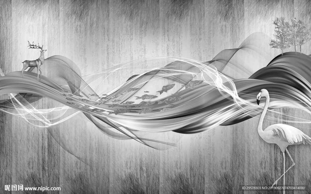 线条现代新装饰画 TIF分层