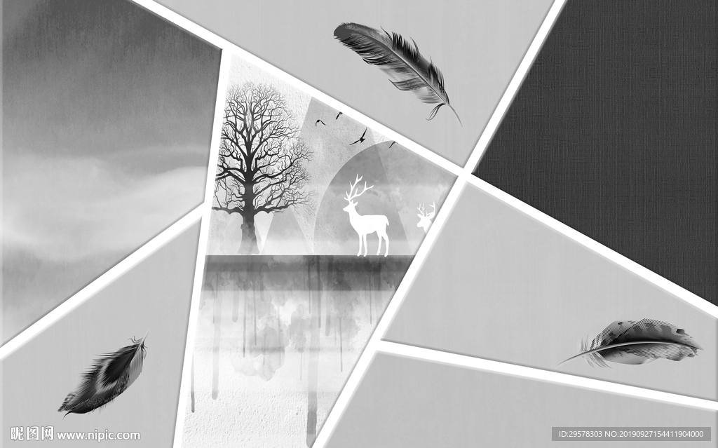 几何现代装饰画 TIF分层