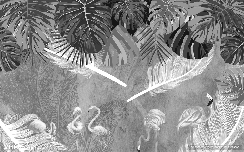 羽毛现代装饰画 TIF分层