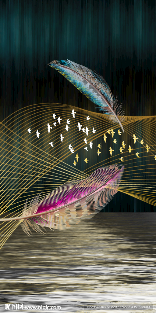 黑色新欧式玄关画 TIF分层