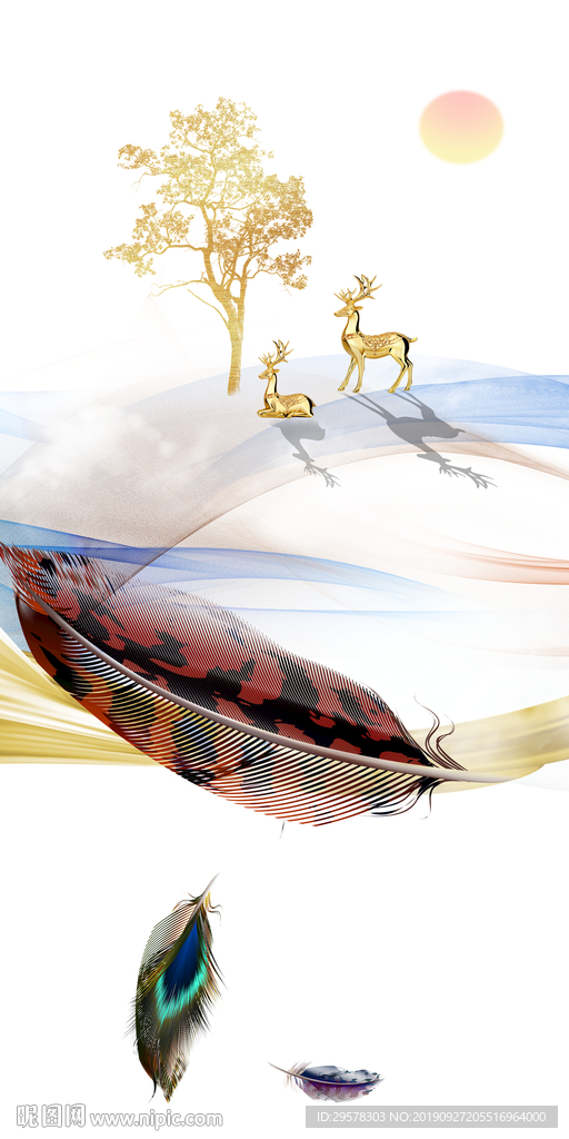 羽毛新欧式玄关图 TIF分层