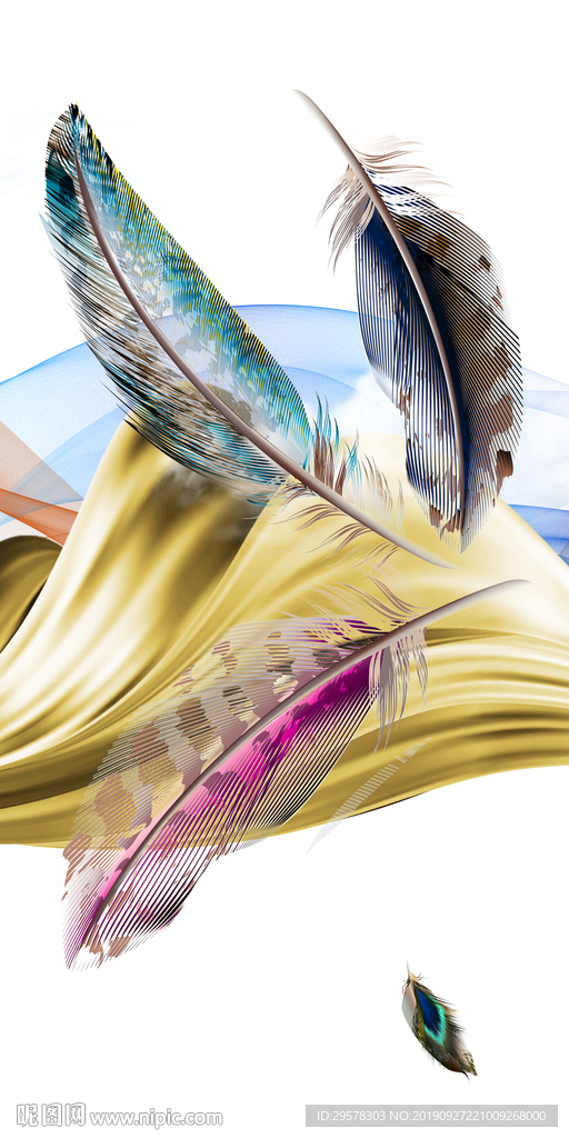 羽毛后现代玄关画 TIF分层