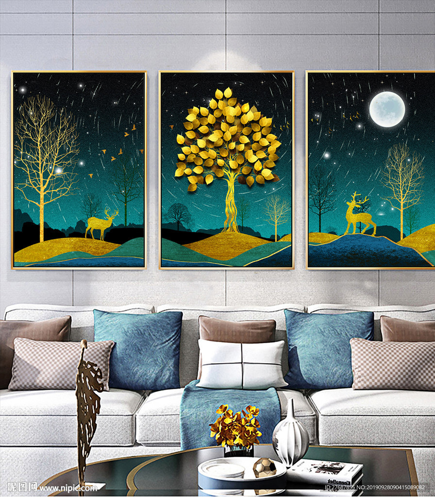 简约大气三联画