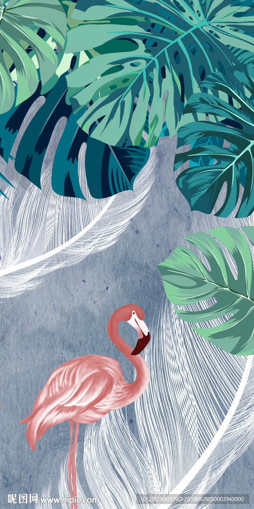 手绘 北欧玄关画 TIF分层图