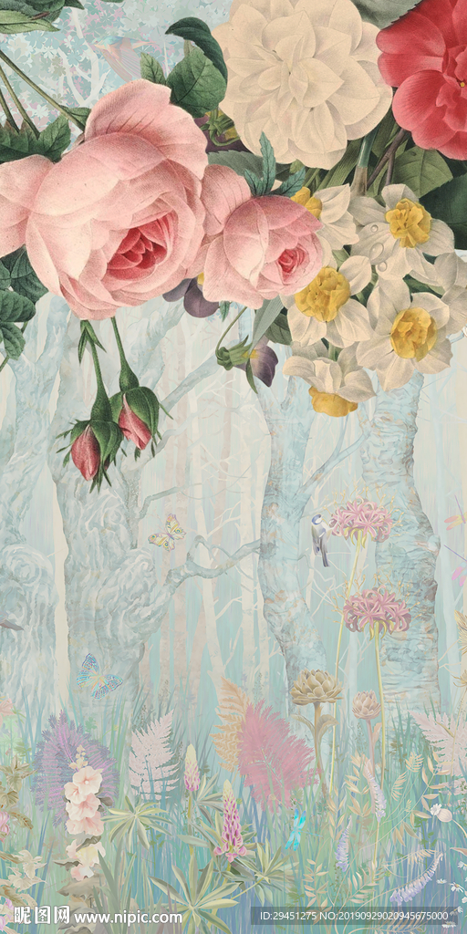 精美欧式花玄关画 TIF分层