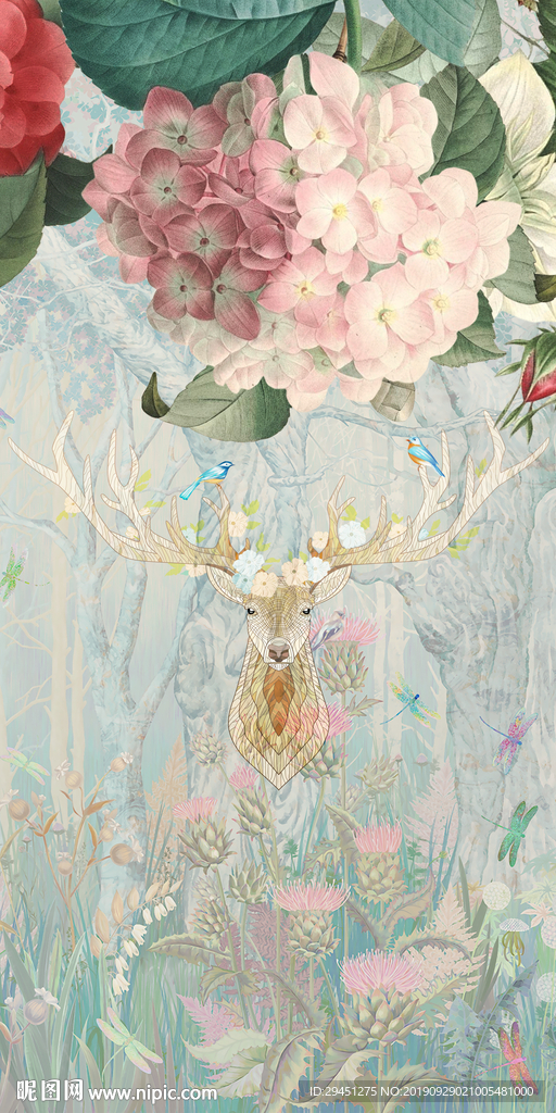 高档欧式花玄关画 TIF分层