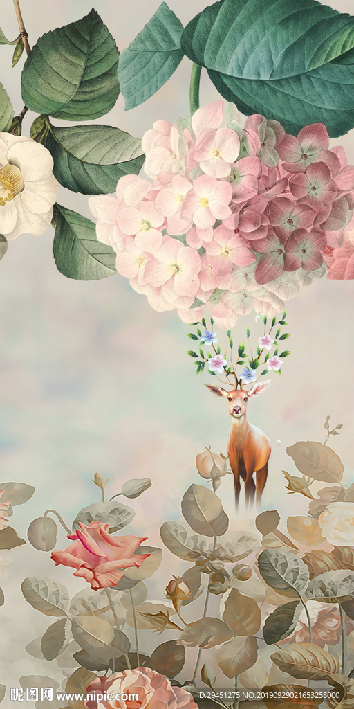 大气欧式花玄关画 TIF分层