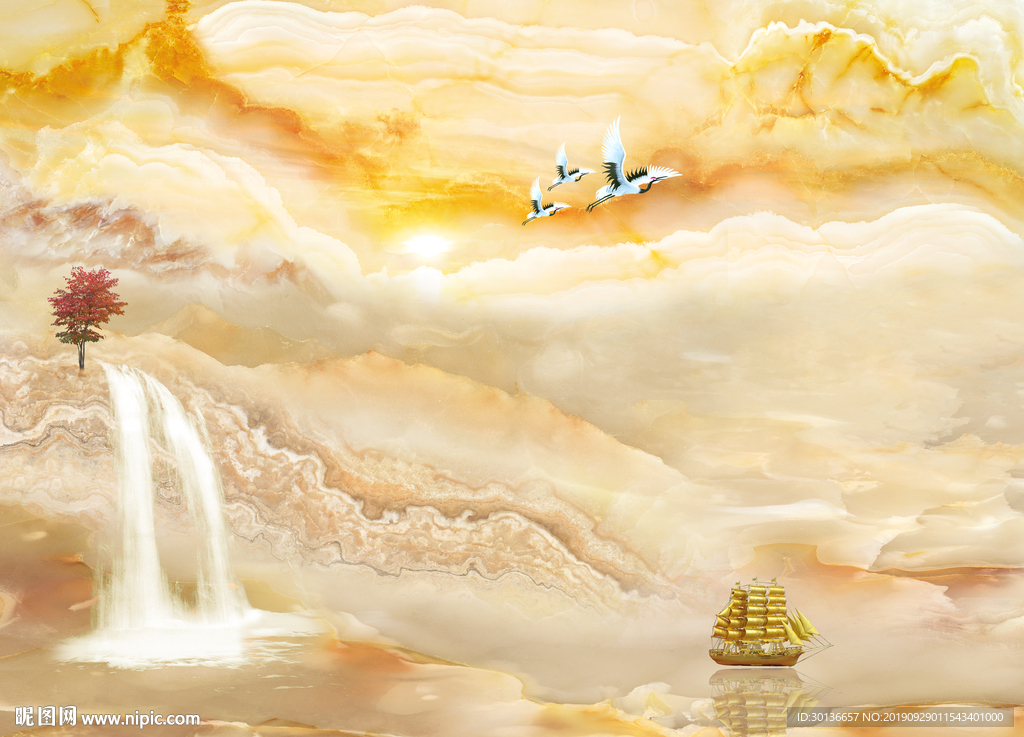 山水大理石背景墙 TIF分层